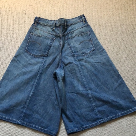 Faded blue wide leg denim capris. - Picture 3 of 3